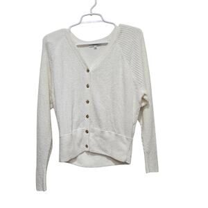 Madewell Bouclé Button Front Cardigan Ivory Cream Small